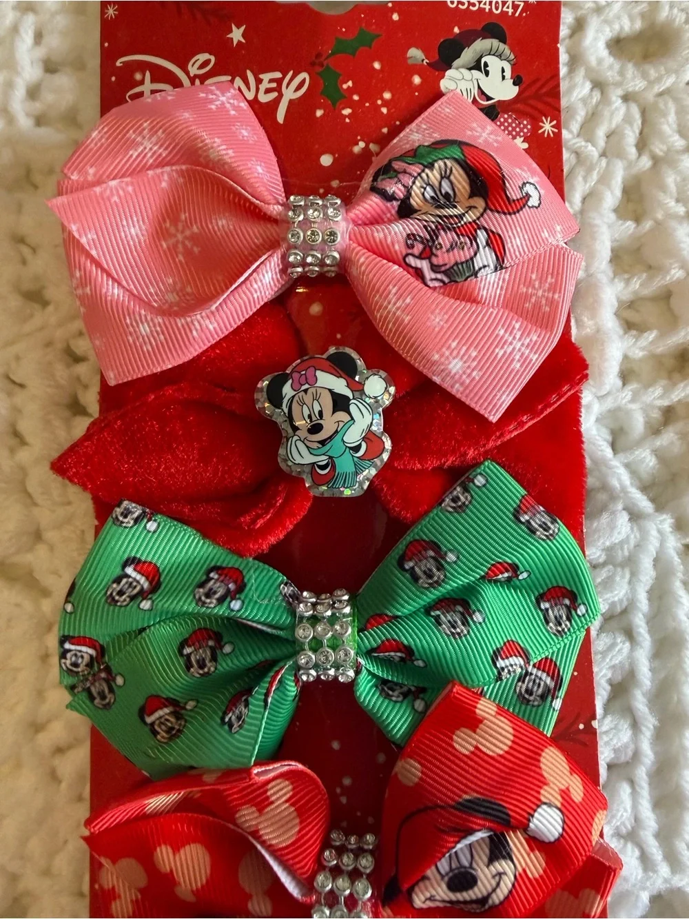 Disney Holiday Mickey Mouse Bow Set - Pink, Green, Red